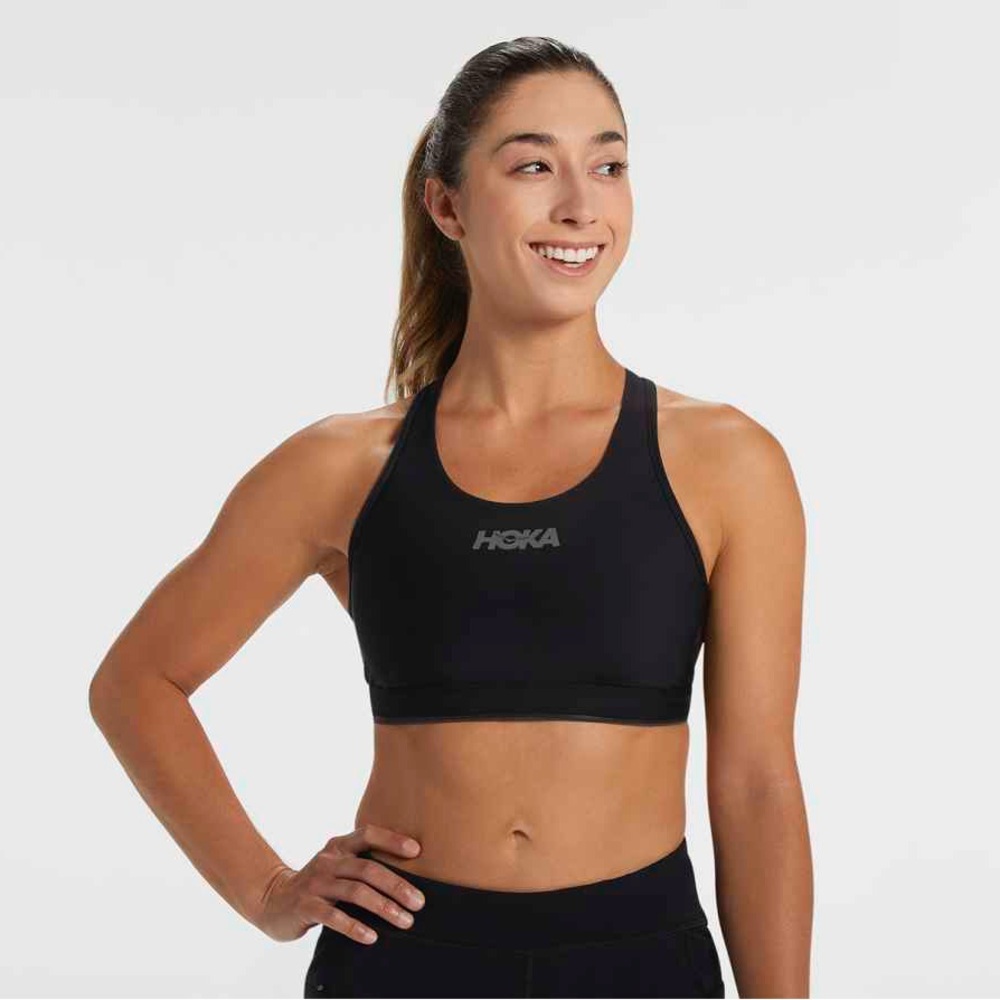Hoka Black Sports Bra with Racerback Design